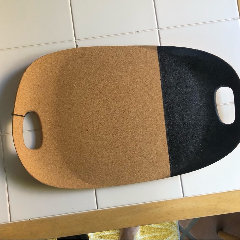NWT Cork tray with handles and black accent.